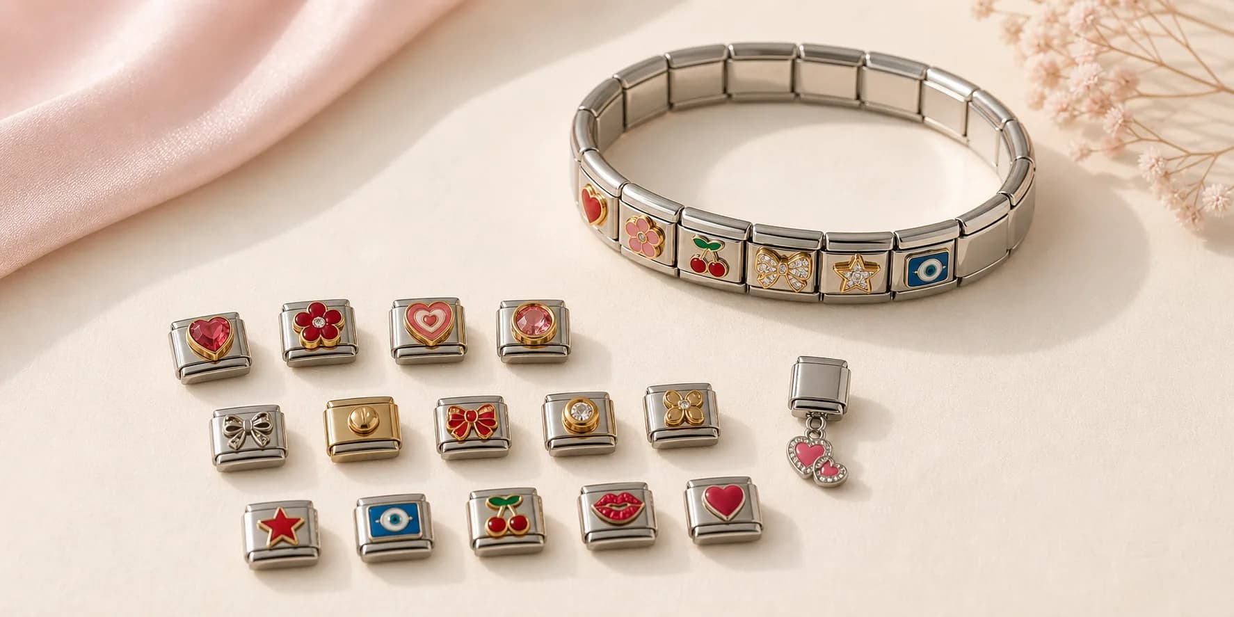 Charm armband met losse bedeltjes om uit te kiezen